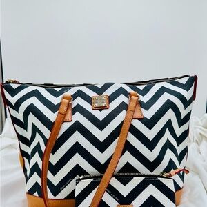 Dooney & Bourke Chevron Tote Bag with pouch